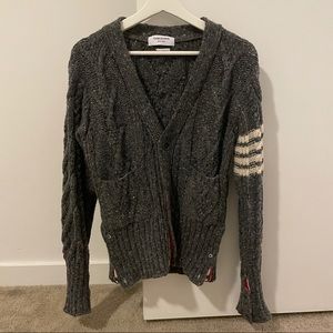 Thom Browne 4 Bar Aran Cable Cardigan